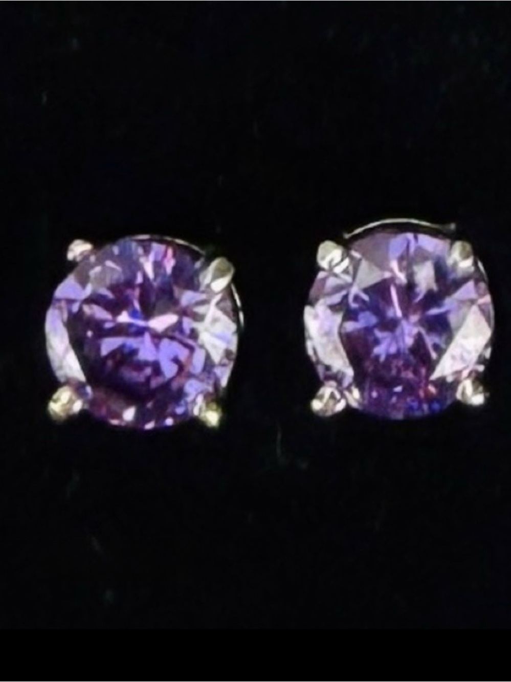 Silvertone and purple large bling pierced earrings